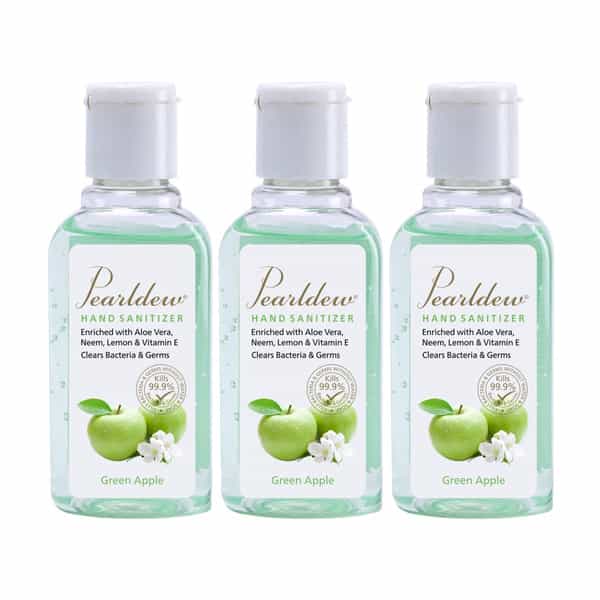 Pearldew Sanitizer (Green Apple) | Aloe & Neem | Paraben Free | 60Ml (Pack Of 12)
