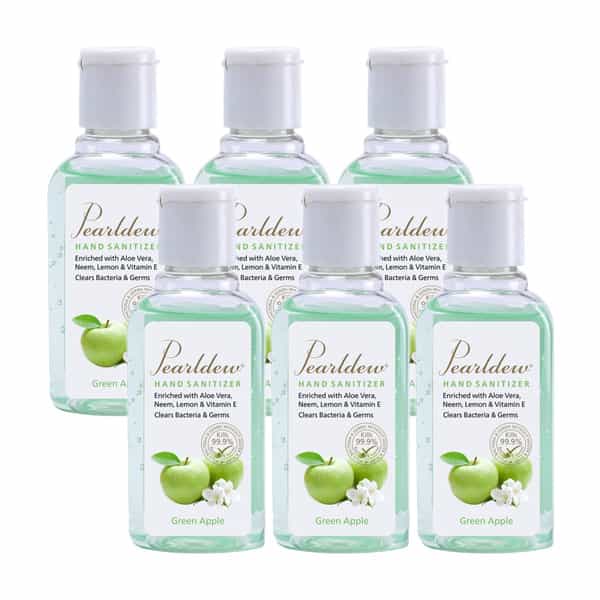 Pearldew Sanitizer (Green Apple) | Aloe & Neem | Paraben Free | 60Ml (Pack Of 12)
