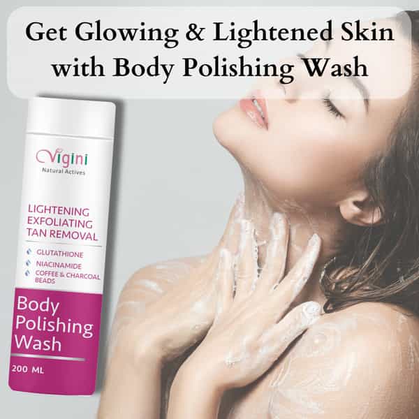 Vigini Skin Whitening Lightening Exfoliating Glow Glutathione Body Dtan Polishing Gel Wash 200Ml