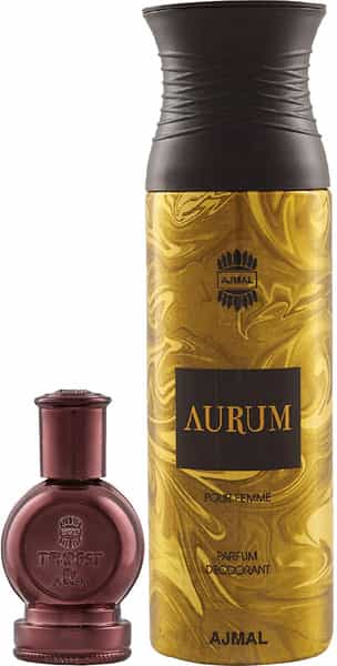 Ajmal Tempest Cp Oil Alcohol-Free Attar 12Ml For Unisex And Aurum Femme Deodorant 200Ml For Women