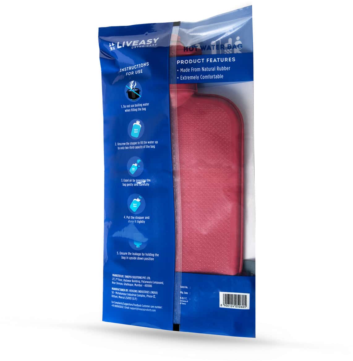 Buy LIVEASY ORTHO CARE HOT WATER BAG RELIEVES PAIN RELAXES SORE