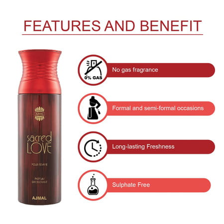 Ajmal Kuro Edp Aromatic Spicy Perfume 90ml For Men And Sacred Love Deodorant Floral Fragrance 200ml