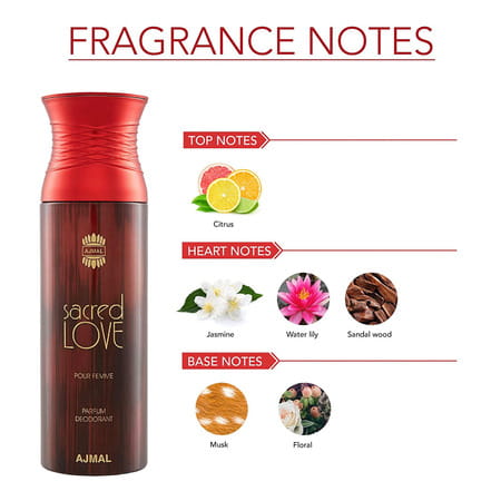Ajmal Kuro Edp Aromatic Spicy Perfume 90ml For Men And Sacred Love Deodorant Floral Fragrance 200ml