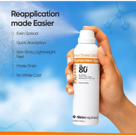 Skininspired Invi Shield 365 Body Sunscreen Spray Spf 80+ Pa++++ - 100g