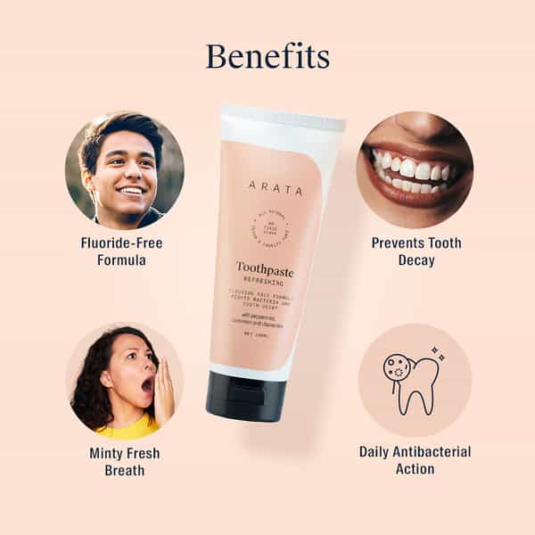 Arata Natural Refreshing Toothpaste With Peppermint Cinnamon & Chamomile - (100 Ml)