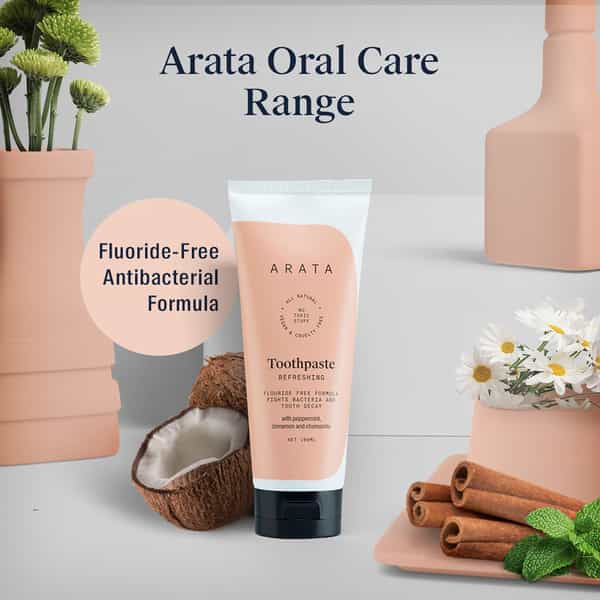 Arata Natural Refreshing Toothpaste With Peppermint Cinnamon & Chamomile - (100 Ml)