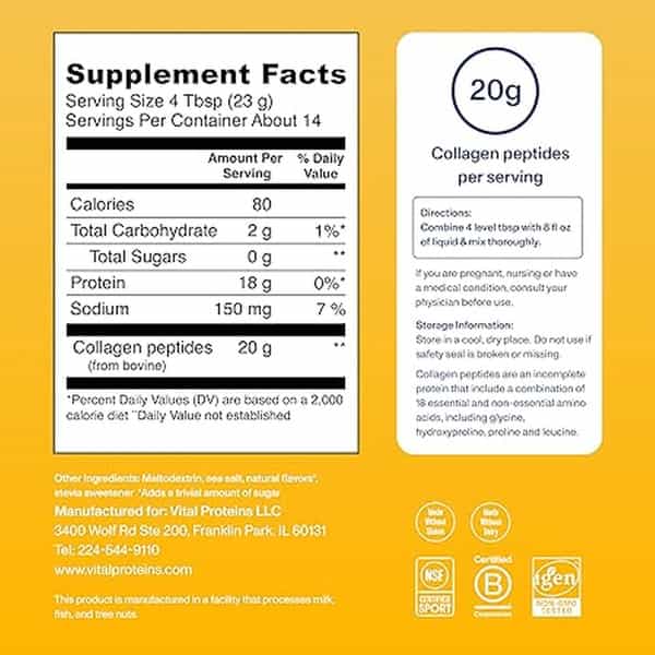 Vital Proteins Collagen Protein Powder Supplement | Vanilla | 11.5 Oz (326G)