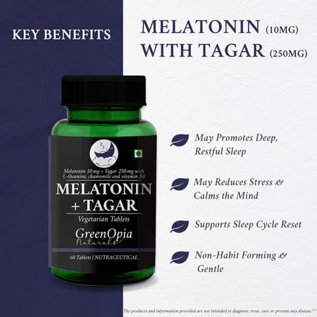 Greenopia Melatonin 10mg With Tagar 250mg 60 Vegetarian Tablets