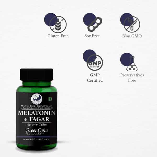 Greenopia Melatonin 10Mg With Tagar 250Mg 60 Vegetarian Tablets