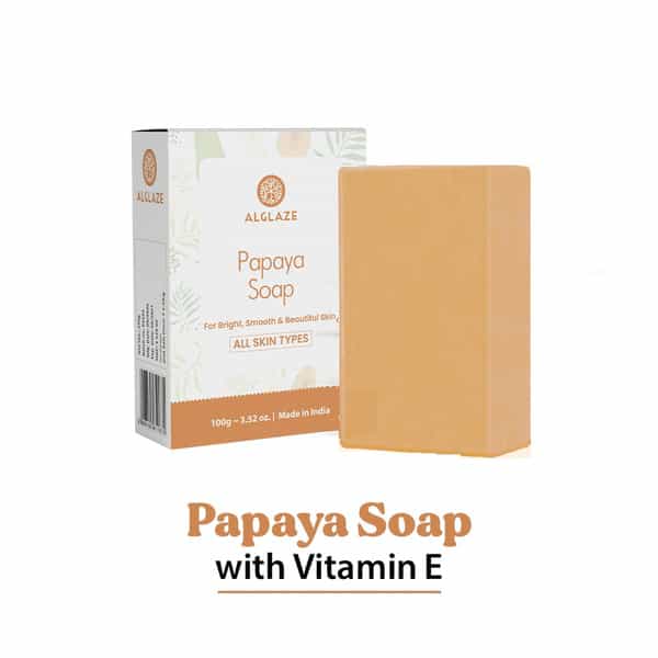 Alglaze Papaya Soap With Shea Butter & Jojoba Oil | Brightens| Smoothens & Refreshes | 100G