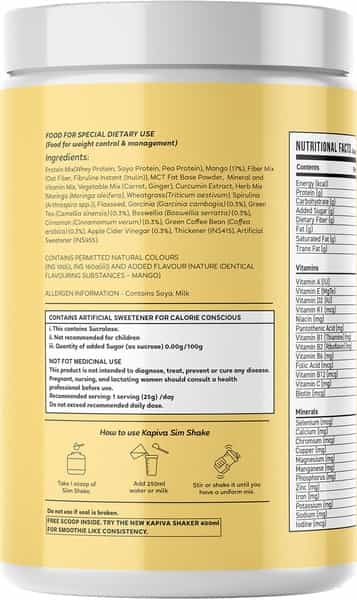 Kapiva Slim Shake - Mango (Weight Control Powered By Ayurveda) 150 Grams