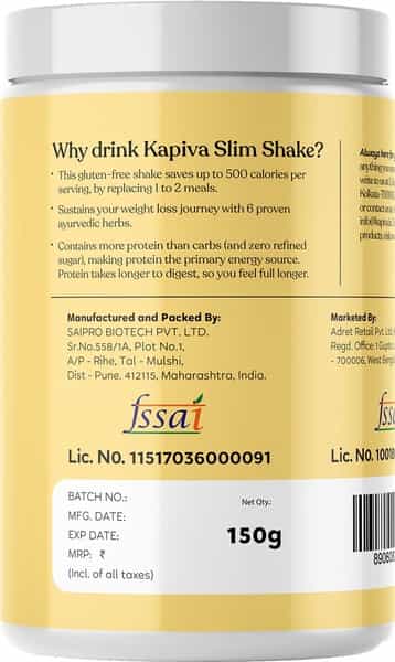 Kapiva Slim Shake - Mango (Weight Control Powered By Ayurveda) 150 Grams