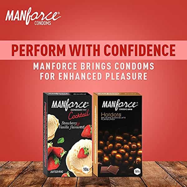 Manforce Premium Condoms (Hotdots Belgian Chocolate & Cocktail Strawberry+Vanilla) Combo (Pack Of 2)