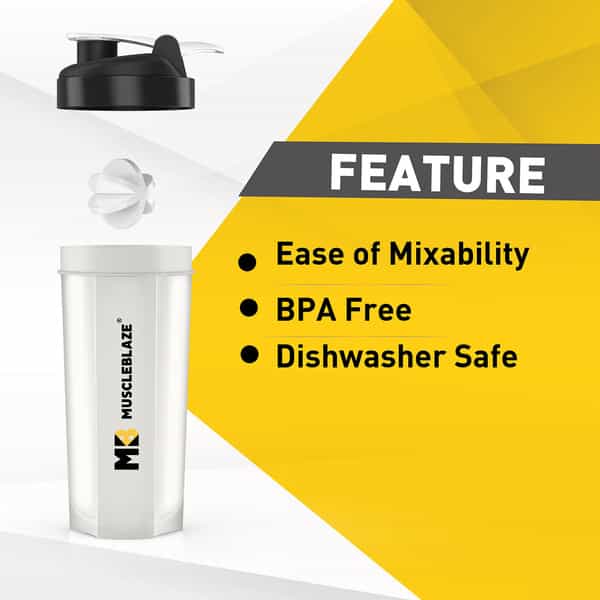 Muscleblaze Phirse Zidd Kar, Shaker Bottle, 100% Leakproof, Bpa-Free Blender Bottle (White, 650 Ml)