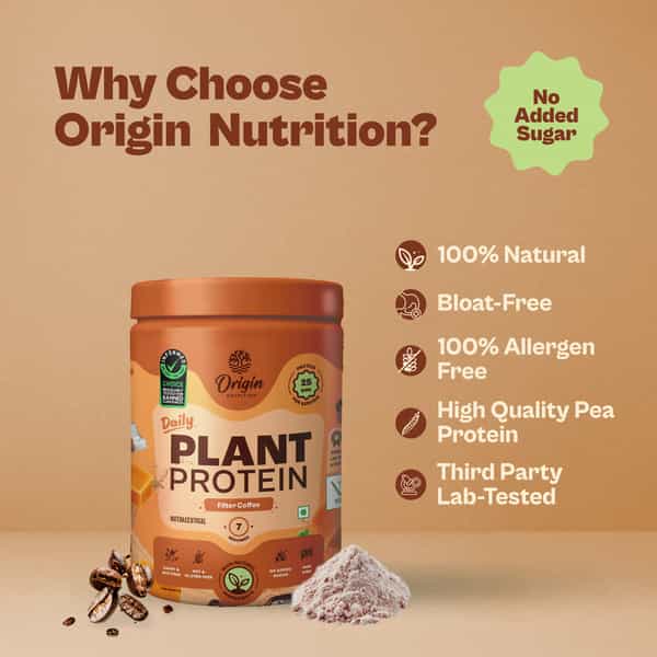 Origin Nutrition 100% Natural Vegan Plant Protein Powder Gmo Jain 7 Servings 258G