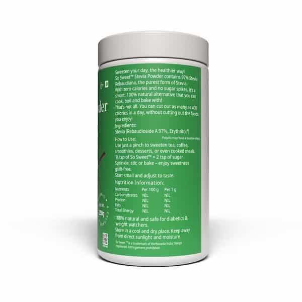 So Sweet Stevia Powder 250 Gm Sugar Free Zero Calorie Sweetener (Pack Of 2)