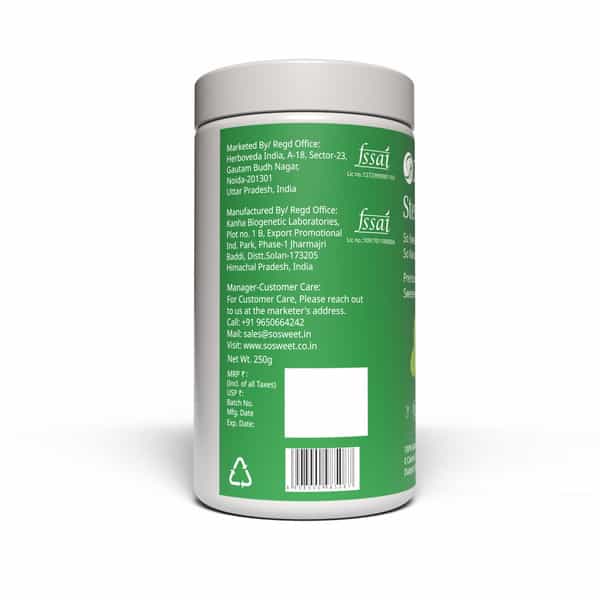 So Sweet Stevia Powder 250 Gm Sugar Free Zero Calorie Sweetener (Pack Of 2)