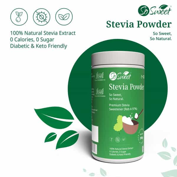 So Sweet Stevia Powder 250 Gm Sugar Free Zero Calorie Sweetener (Pack Of 2)