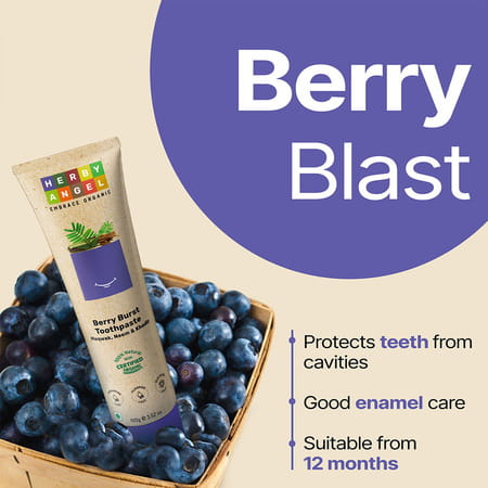 Herby Angel Berry Burst Toothpaste For Kids For Strong Teeth & Fresh Breath | 100G
