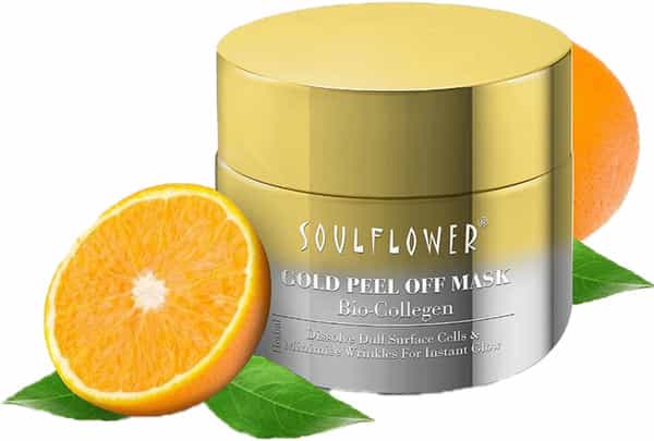 Soulflower Bio-Collagen Gold Peel Off Mask Dissolve Dull Surface Cells & Minimise Wrinkles - 100G