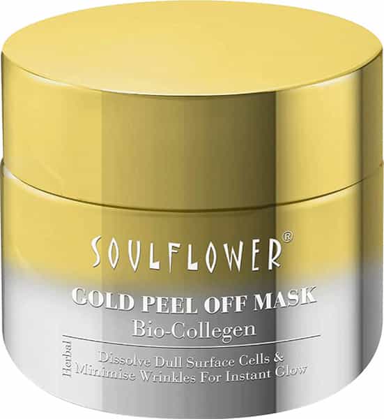 Soulflower Bio-Collagen Gold Peel Off Mask Dissolve Dull Surface Cells & Minimise Wrinkles - 100G