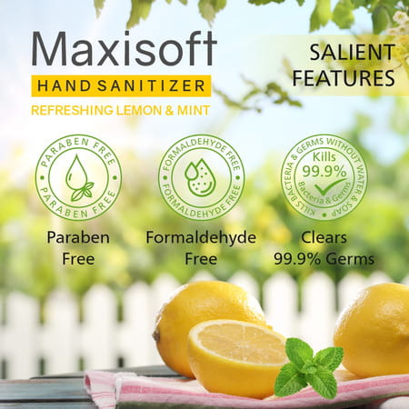 Maxisoft Lemon & Mint Hand Sanitizer Gel | Aloe Vera Neem Lemon & Vitamin E (60 Ml Pack Of 12)