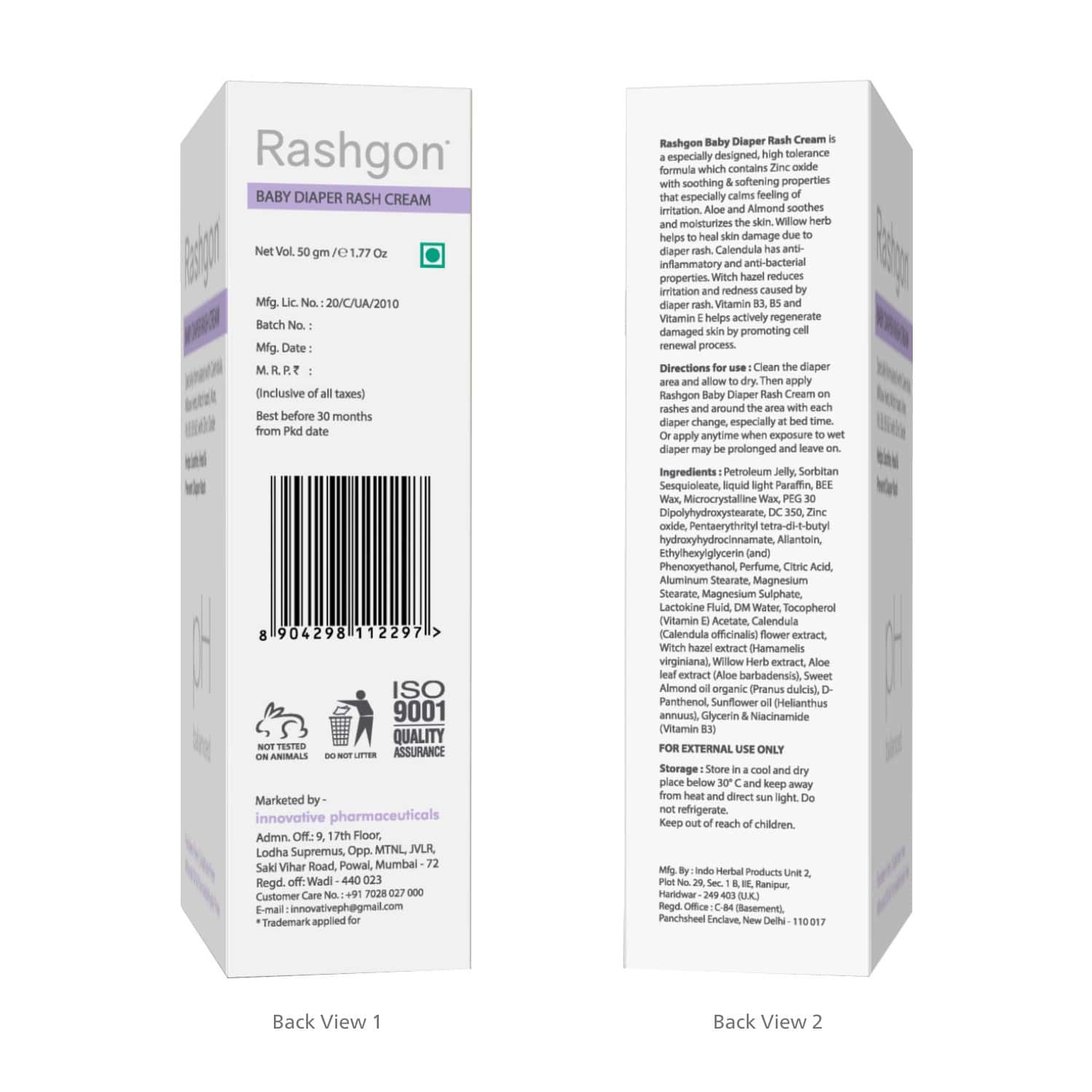 Buy RASHGON BABY DIAPER RASH CREAM 50 GM WITH CALENDULA & WITCH HAZEL