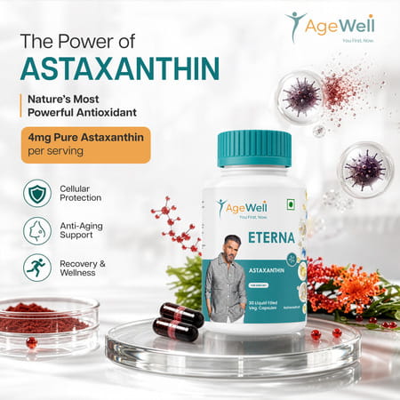 Agewell Astaxanthin Anti-Aging Supplement - Skin | Eye & Heart Support | 30 Capsules