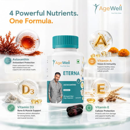 Agewell Astaxanthin Anti-Aging Supplement - Skin | Eye & Heart Support | 30 Capsules