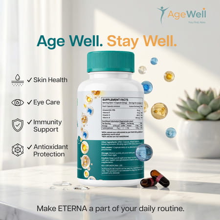 Agewell Astaxanthin Anti-Aging Supplement - Skin | Eye & Heart Support | 30 Capsules