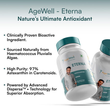 Agewell Astaxanthin Anti-Aging Supplement - Skin | Eye & Heart Support | 30 Capsules