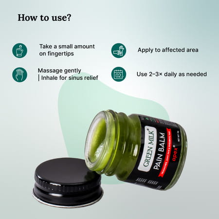 Green Milk Pain Balm - Herbal Pain Relief Balm For Joint & Muscle Pain | 5 × 10g