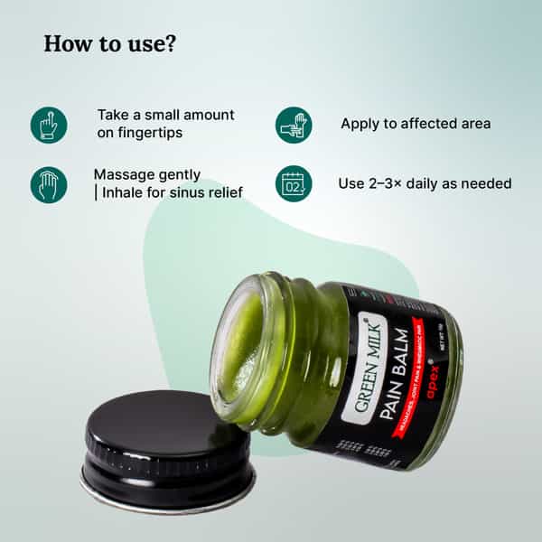 Green Milk Pain Balm - Herbal Pain Relief Balm For Joint & Muscle Pain | 5 × 10G
