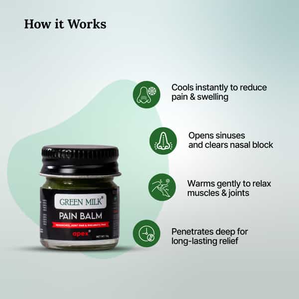 Green Milk Pain Balm - Herbal Pain Relief Balm For Joint & Muscle Pain | 5 × 10G
