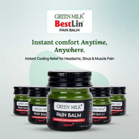 Green Milk Pain Balm - Herbal Pain Relief Balm For Joint & Muscle Pain | 5 × 10g