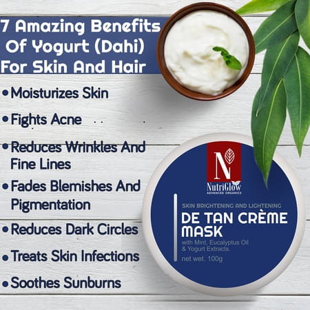 Nutriglow Advanced Organics De Tan Cream Mask / Skin Lightning / All Skin Types (200g)