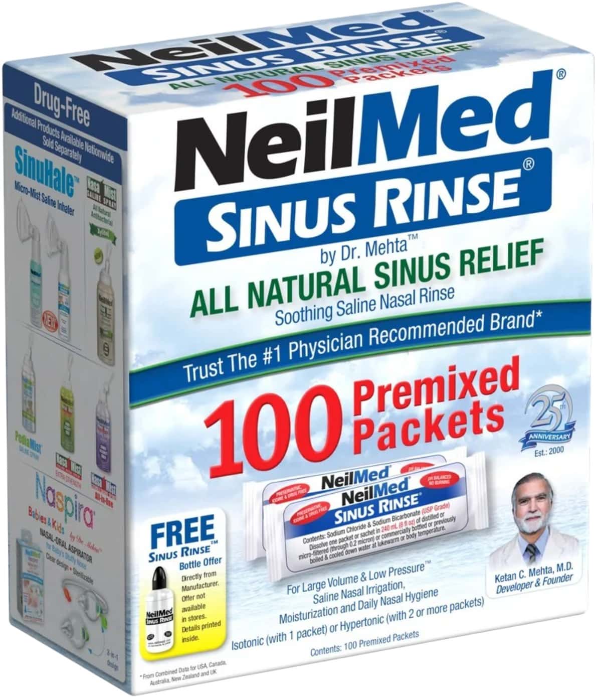 Neilmed Sinus Rinse Premixed Packets | 100 Packets