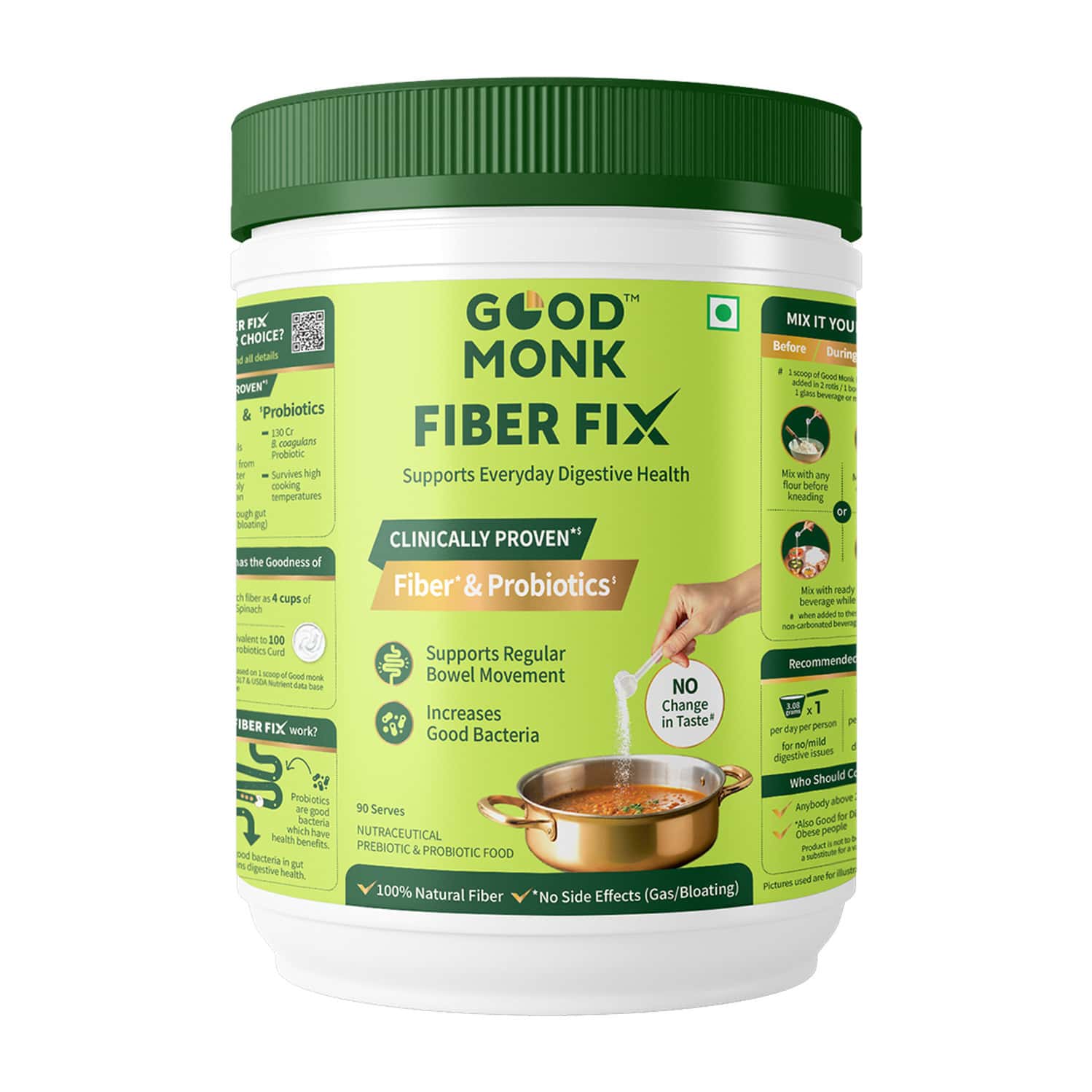 Good Monk Fiber Fix | Supports Everyday Digestive Health | 90 Serves For Kids (age 2+) & Adults