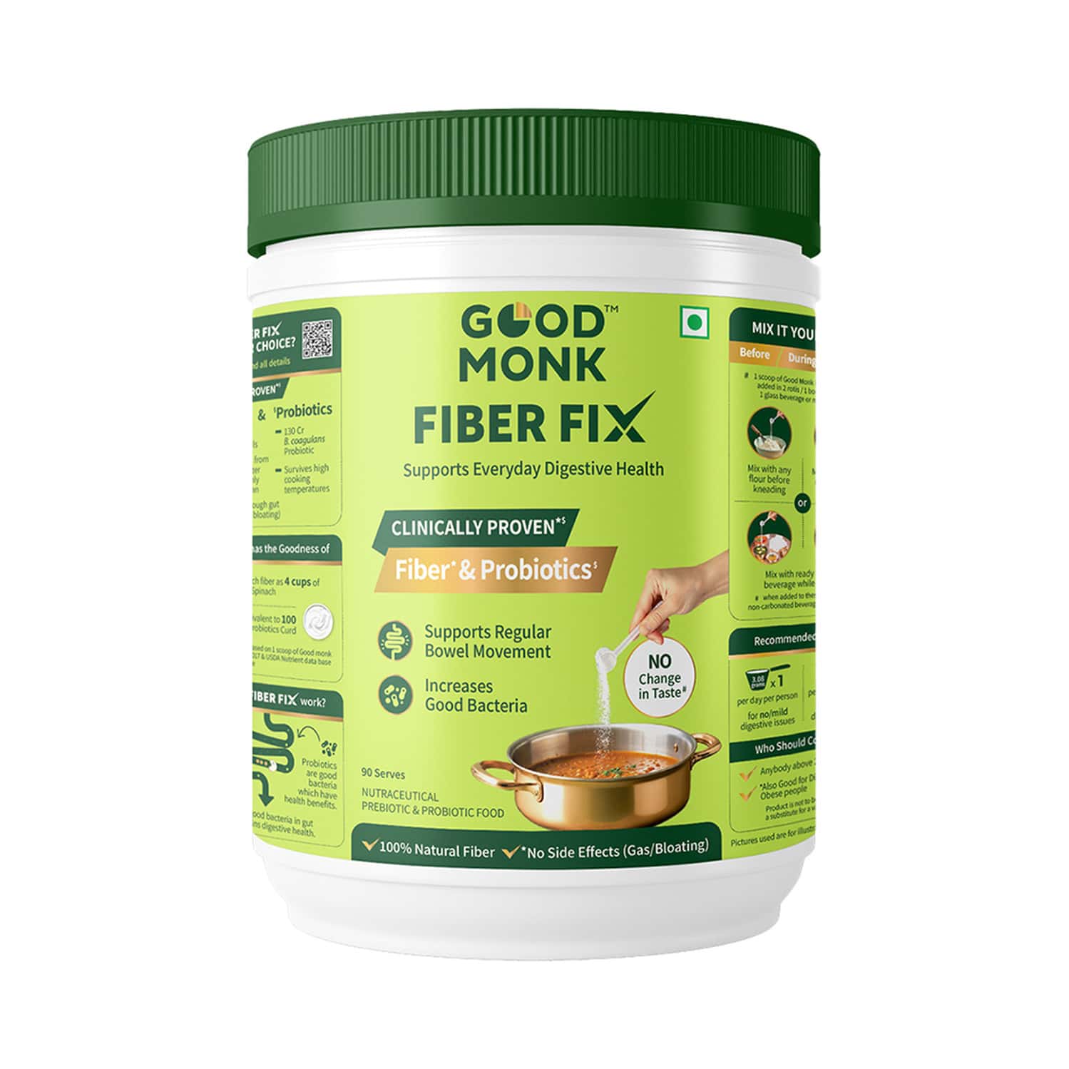 Good Monk Fiber Fix | Supports Everyday Digestive Health | 90 Serves For Kids (age 2+) & Adults