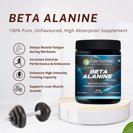 Pure Nutrition 100% Pure Beta Alanine Powder | Unflavored | Pre Workout Supplement Amino Acid | 200g