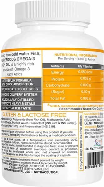 Purefoods - Omega-3 Fish Oil With 560Mg Epa & 400Mg Dha (60 Capsules)