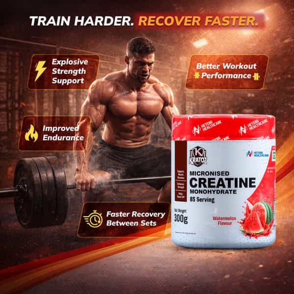 Kratoz Creatine Powder | Micronized Creatine Mono Hydrate (85 Servings) | Watermelon - 300G
