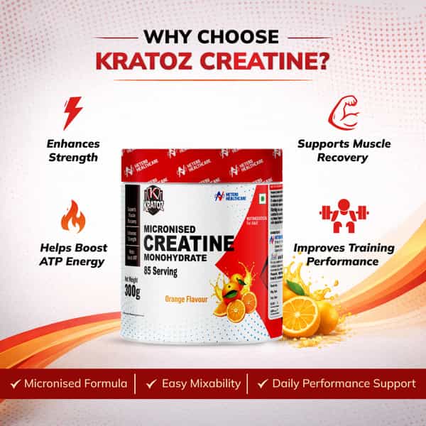 Kratoz Creatine Powder | Micronized Creatine Mono Hydrate (85 Servings) | Watermelon - 300G