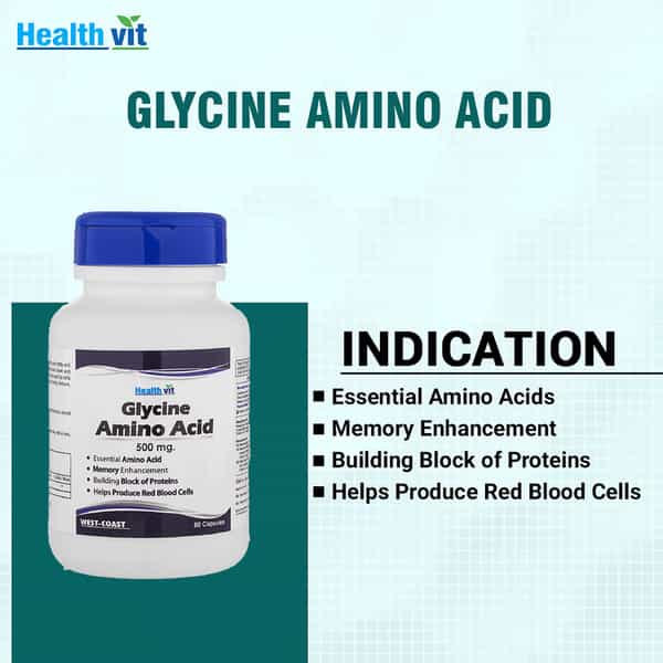 Healthvit Glycine Amino Acid 500 Mg - 60 Capsules