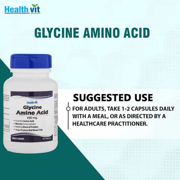 Healthvit Glycine Amino Acid 500 Mg - 60 Capsules