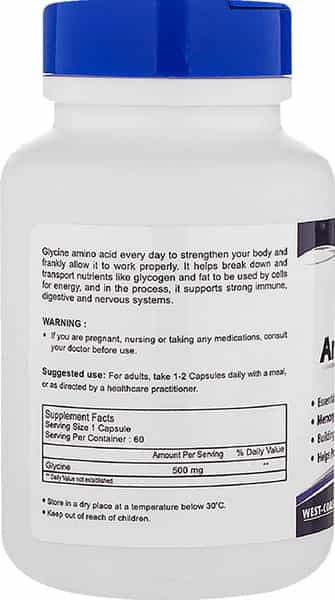 Healthvit Glycine Amino Acid 500 Mg - 60 Capsules