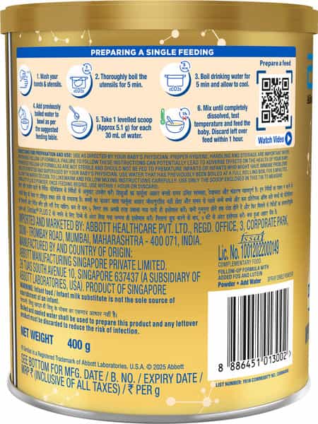 Similac Plus Follow Up Formula With Added Hmo Stage 2 (Between 6-12 Months) Tin 400Gm