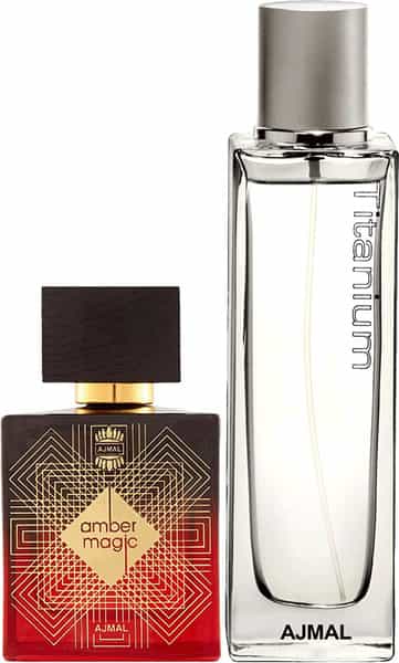 Ajmal Amber Magic Edp 100Ml Perfume For Men And Titanium Edp 100Ml Perfume For Men