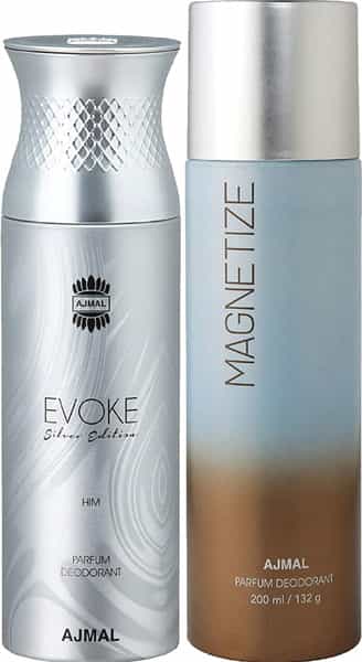 Ajmal Evoke Silver Edition For Him For Men And Magnetize For Men & Women Each 200Ml (Total 400Ml)