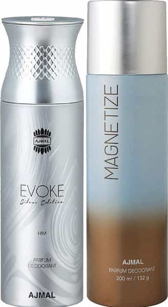 Ajmal Evoke Silver Edition For Him For Men And Magnetize For Men & Women Each 200Ml (Total 400Ml)